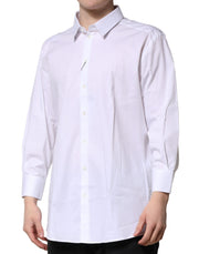 Dolce & Gabbana White GOLD Long Sleeve Dress Men Formal Shirt