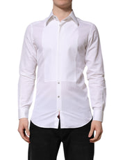 Dolce & Gabbana White GOLD Cotton Poplin Dress Formal Shirt