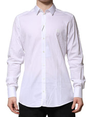 Dolce & Gabbana White Cotton Long Sleeves GOLD Formal Shirt