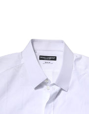 Dolce & Gabbana White Cotton Long Sleeves GOLD Formal Shirt