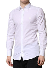Dolce & Gabbana White GOLD Cotton Long Sleeves Men Formal Shirt