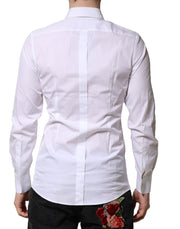 Dolce & Gabbana White GOLD Cotton Long Sleeves Men Formal Shirt