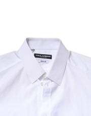 Dolce & Gabbana White GOLD Cotton Long Sleeves Men Formal Shirt