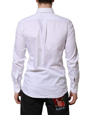Dolce & Gabbana White Stripes Cotton Long Sleeve Formal Shirt