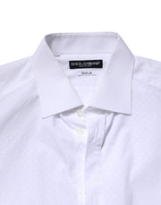 Dolce & Gabbana White GOLD Cotton Long Sleeves Formal Shirt