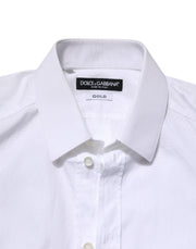 Dolce & Gabbana White GOLD Cotton Long Sleeve Men Formal Shirt