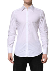 Dolce & Gabbana White GOLD Cotton Poplin Dress Formal Shirt