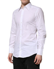 Dolce & Gabbana White GOLD Cotton Poplin Dress Formal Shirt
