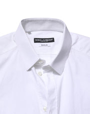 Dolce & Gabbana White GOLD Cotton Men Dress Formal Shirt