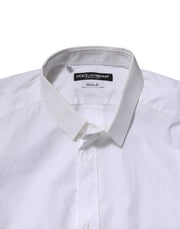 Dolce & Gabbana White GOLD Cotton Long Sleeves Men Formal Shirt