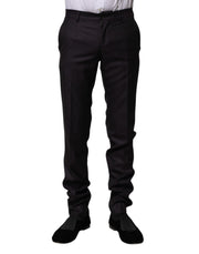 Dolce & Gabbana Black Wool Patterned Formal Pants