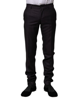 Dolce & Gabbana Black Wool Patterned Formal Pants