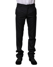 Dolce & Gabbana Black Wool Striped Formal Pants
