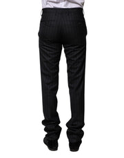 Dolce & Gabbana Black Wool Striped Formal Pants