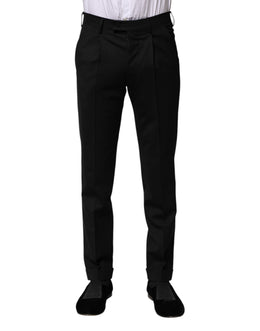 PT Torino Black Solid Formal Tapered Men Dress Pants