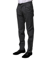 Dolce & Gabbana Gray Striped Cotton Formal Pants