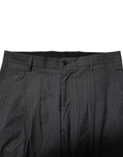 Dolce & Gabbana Gray Striped Cotton Formal Pants