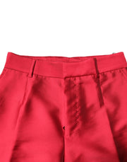 Dolce & Gabbana Red Polyester Cropped Dress Pants