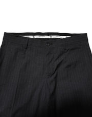 Dolce & Gabbana Gray Striped Cotton Formal Pants