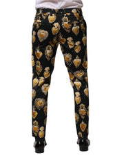 Dolce & Gabbana Black Gold Sacred Heart Print Pants