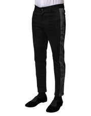 Dolce & Gabbana Black Gray Fantasy Cotton Formal Slim Pants