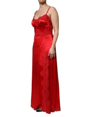 Dolce & Gabbana Red Silk Sleeveless Maxi Long Dress