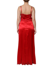 Dolce & Gabbana Red Silk Sleeveless Maxi Long Dress