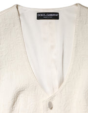 Dolce & Gabbana Ivory Cotton Button Down Sleeveless Vest Top