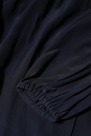 Dolce & Gabbana Blue Silk Mock Neck Long Sleeves Blouse Top