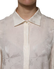 Dolce & Gabbana White Button Down Long Sleeves Blouse Top