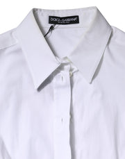 Dolce & Gabbana White Cotton Collared Long Sleeves Blouse Top