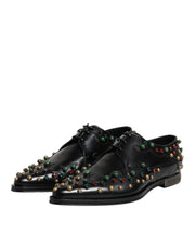 Dolce & Gabbana Black Leather Derby Dress Studded Shoes