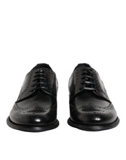 Dolce & Gabbana Black Leather Derby Wingtip Formal Shoes