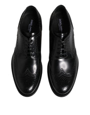 Dolce & Gabbana Black Leather Derby Wingtip Formal Shoes