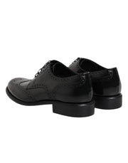 Dolce & Gabbana Black Leather Derby Wingtip Formal Shoes