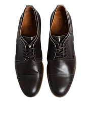 Pollini Dark Brown Leather Derby Lace Up Dress Formal Shoes
