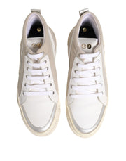 HIDE & JACK White Beige Lace Up Mid Top Casual Sneakers Shoes