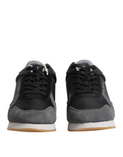Trussardi Black Gray Lace Up Low Top Casual Sneakers Shoes
