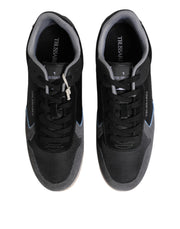 Trussardi Black Gray Lace Up Low Top Casual Sneakers Shoes