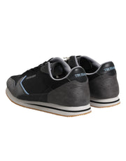 Trussardi Black Gray Lace Up Low Top Casual Sneakers Shoes