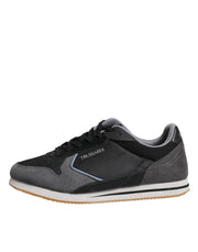 Trussardi Black Gray Lace Up Low Top Casual Sneakers Shoes