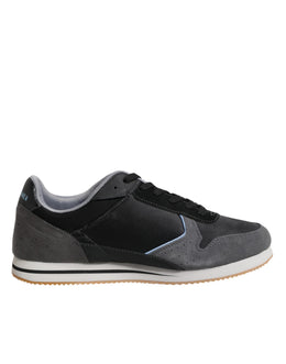 Trussardi Black Gray Lace Up Low Top Casual Sneakers Shoes