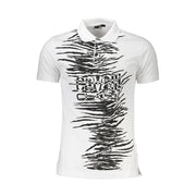 Cavalli Class White Cotton Polo Shirt