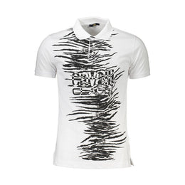 Cavalli Class White Cotton Polo Shirt