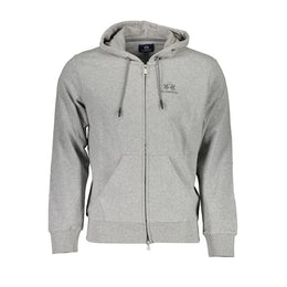 La Martina Gray Cotton Men Sweater with Hood