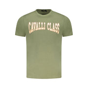 Cavalli Class Green Cotton Men T-Shirt