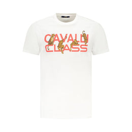 Cavalli Class White Cotton Men T-Shirt