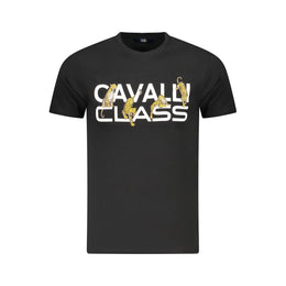 Cavalli Class Black Cotton Men T-Shirt
