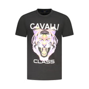 Cavalli Class Black Cotton Men T-Shirt