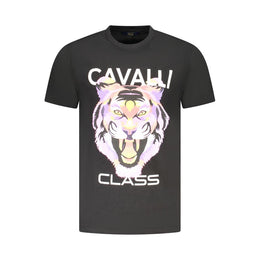 Cavalli Class Black Cotton Men T-Shirt